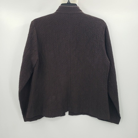Eileen Fisher Small Brown Wool Blend Jacket Military Asian Frog Knotted Button - Picture 3 of 11
